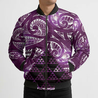 Matariki New Zealand Bomber Puffer Jacket NZ Niho Taniwha Maori New Year Purple Galaxy LT14 - Polynesian Pride