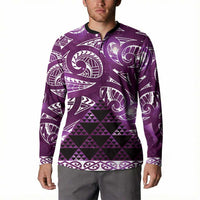 Matariki New Zealand Button Sweatshirt NZ Niho Taniwha Maori New Year Purple Galaxy LT14 - Polynesian Pride