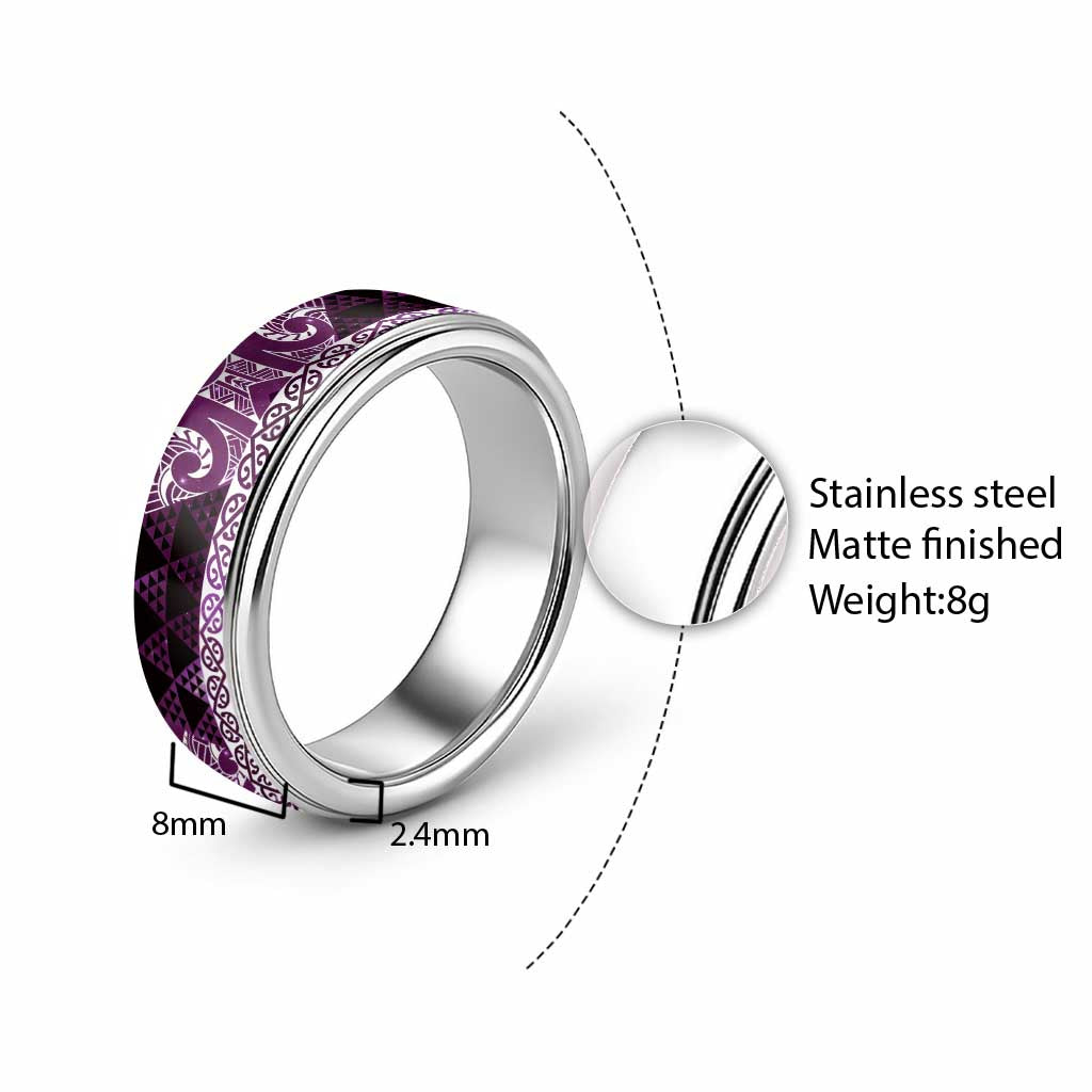 Matariki New Zealand Classic Ring NZ Niho Taniwha Maori New Year Purple Galaxy LT14 - Polynesian Pride