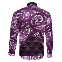 Matariki New Zealand Family Matching Off The Shoulder Long Sleeve Dress and Hawaiian Shirt NZ Niho Taniwha Maori New Year Purple Galaxy LT14 - Polynesian Pride