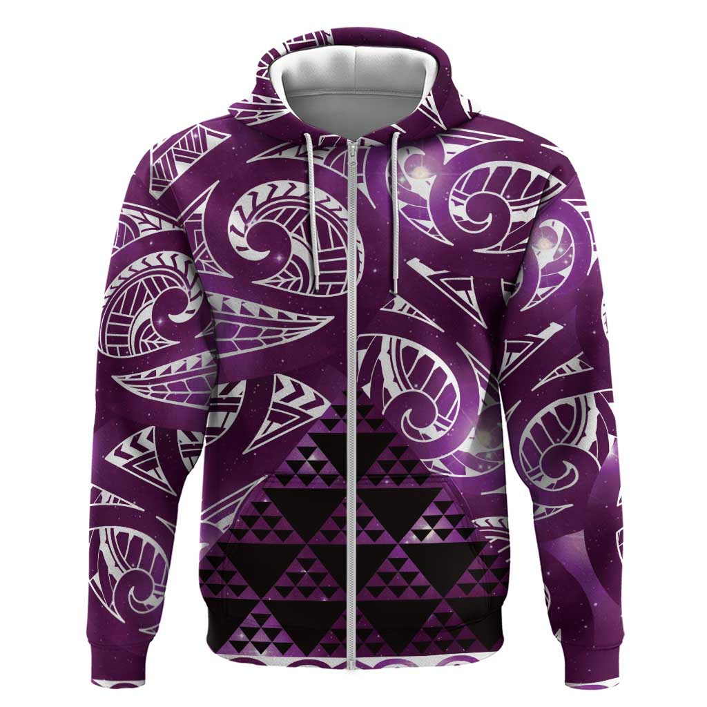 Matariki New Zealand Hoodie NZ Niho Taniwha Maori New Year Purple Galaxy