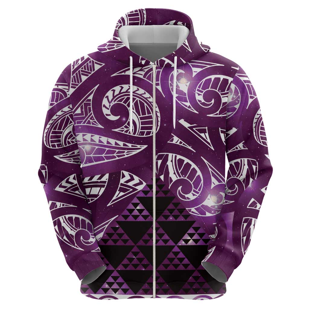 Matariki New Zealand Hoodie NZ Niho Taniwha Maori New Year Purple Galaxy