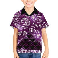 Matariki New Zealand Kid Hawaiian Shirt NZ Niho Taniwha Maori New Year Purple Galaxy LT14 Kid Purple - Polynesian Pride