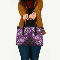 Matariki New Zealand Leather Bag NZ Niho Taniwha Maori New Year Purple Galaxy LT14 - Polynesian Pride