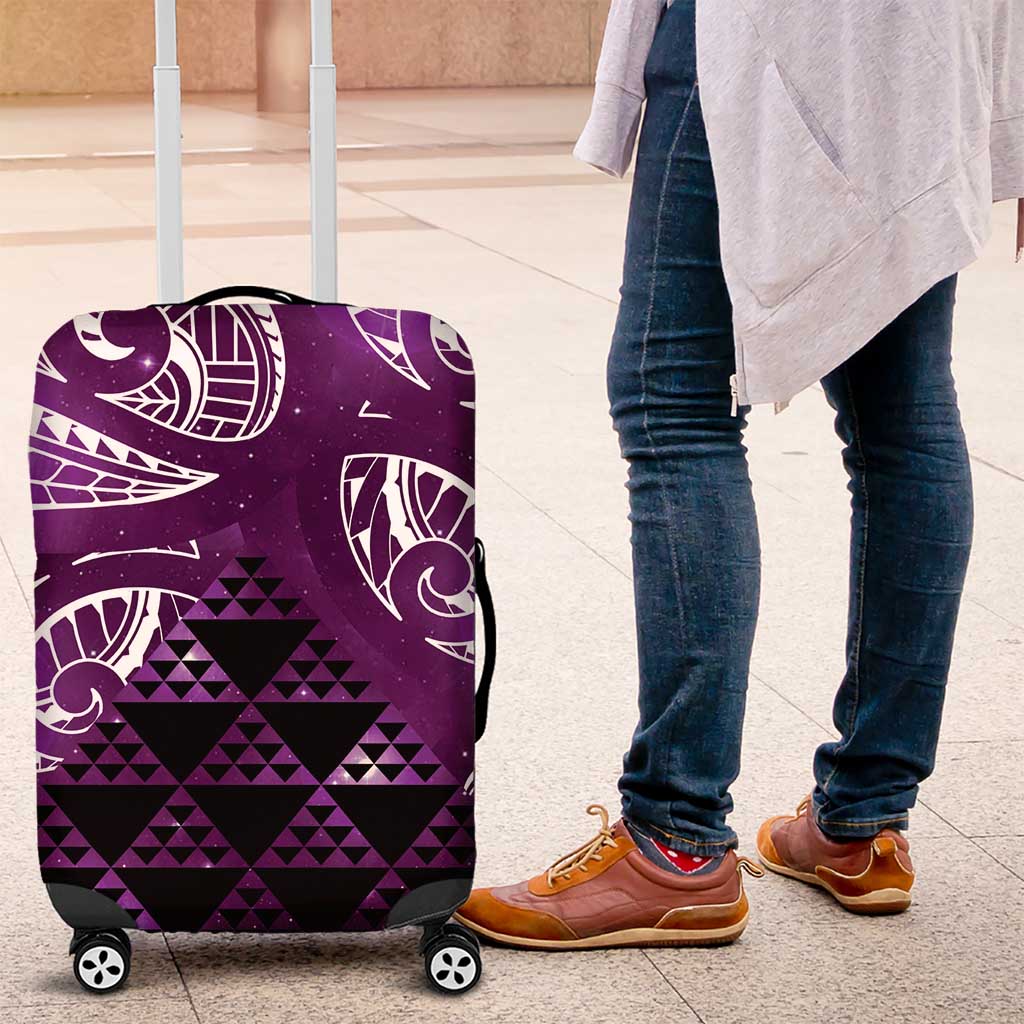 Matariki New Zealand Luggage Cover NZ Niho Taniwha Maori New Year Purple Galaxy