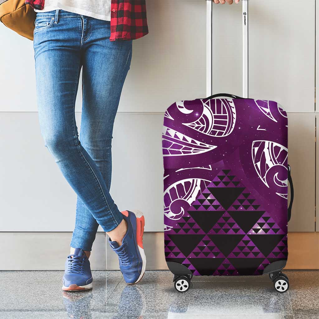 Matariki New Zealand Luggage Cover NZ Niho Taniwha Maori New Year Purple Galaxy