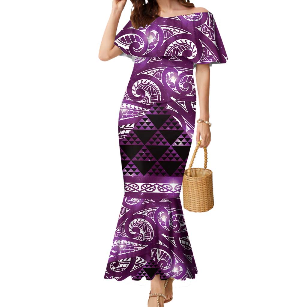 Matariki New Zealand Mermaid Dress NZ Niho Taniwha Maori New Year Purple Galaxy LT14 Women Purple - Polynesian Pride