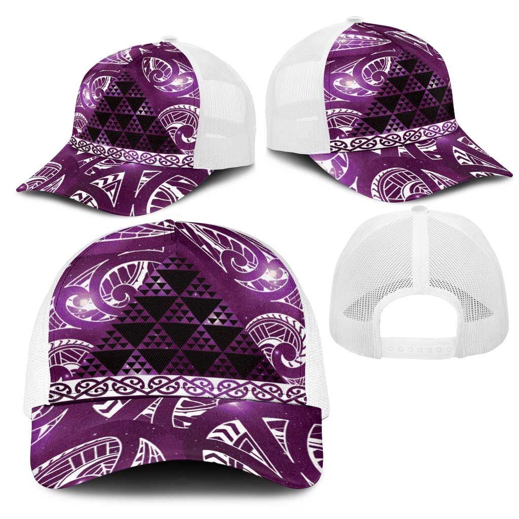 Matariki New Zealand Mesh Trucker Cap NZ Niho Taniwha Maori New Year Purple Galaxy LT14 - Polynesian Pride