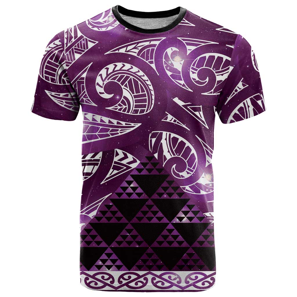 Matariki New Zealand T Shirt NZ Niho Taniwha Maori New Year Purple Galaxy LT14 Purple - Polynesian Pride