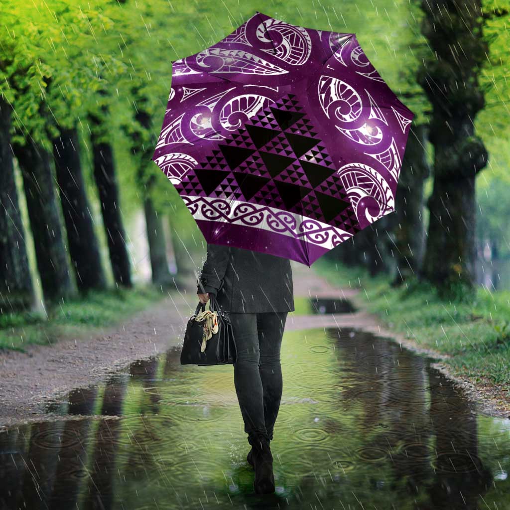 Matariki New Zealand Umbrella NZ Niho Taniwha Maori New Year Purple Galaxy LT14 - Polynesian Pride