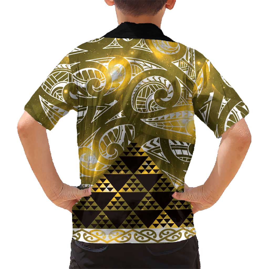 Matariki New Zealand Family Matching Mermaid Dress and Hawaiian Shirt NZ Niho Taniwha Maori New Year Yellow Galaxy