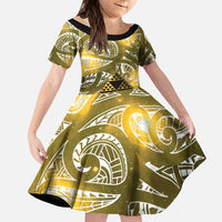 Matariki New Zealand Family Matching Mermaid Dress and Hawaiian Shirt NZ Niho Taniwha Maori New Year Yellow Galaxy