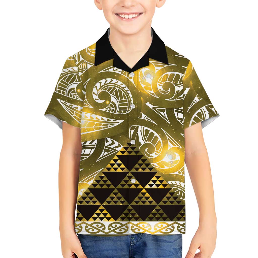 Matariki New Zealand Family Matching Mermaid Dress and Hawaiian Shirt NZ Niho Taniwha Maori New Year Yellow Galaxy