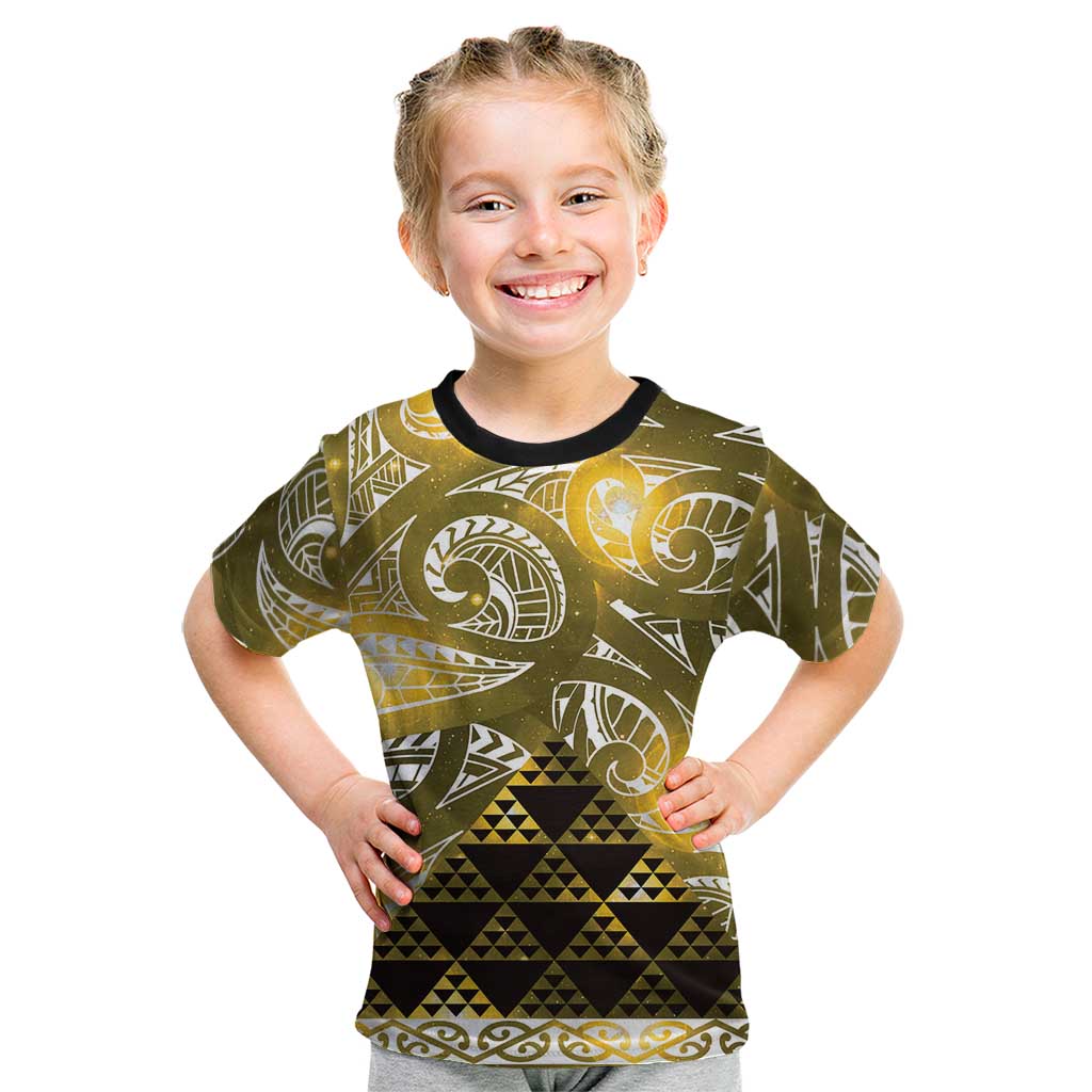 Matariki New Zealand Kid T Shirt NZ Niho Taniwha Maori New Year Yellow Galaxy