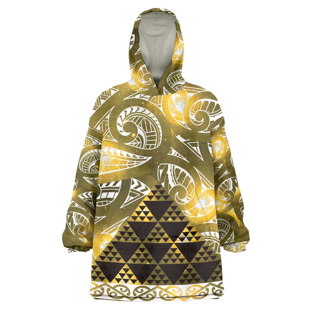 Matariki New Zealand Wearable Blanket Hoodie NZ Niho Taniwha Maori New Year Yellow Galaxy