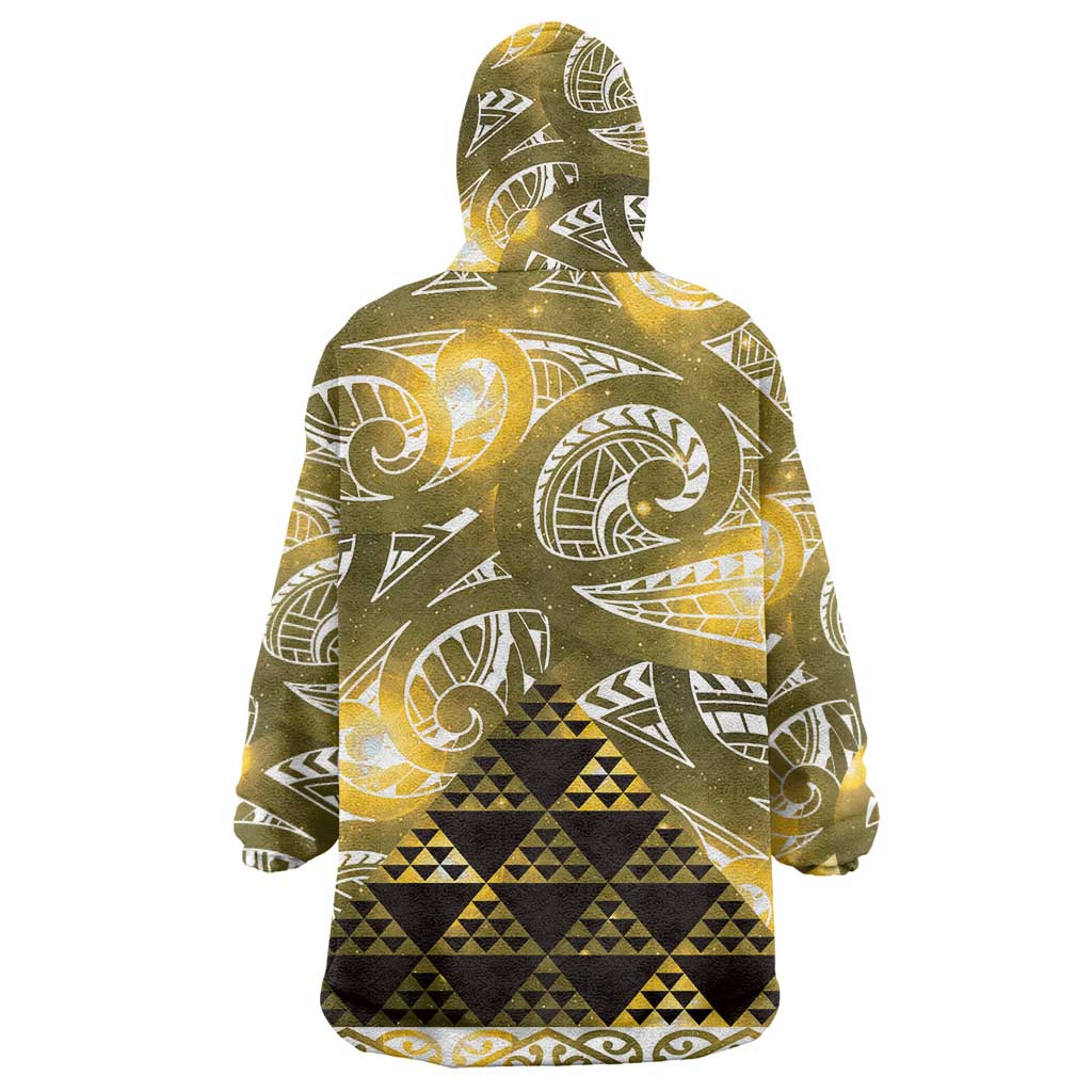 Matariki New Zealand Wearable Blanket Hoodie NZ Niho Taniwha Maori New Year Yellow Galaxy