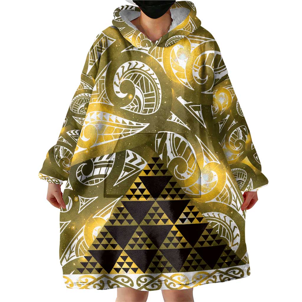 Matariki New Zealand Wearable Blanket Hoodie NZ Niho Taniwha Maori New Year Yellow Galaxy