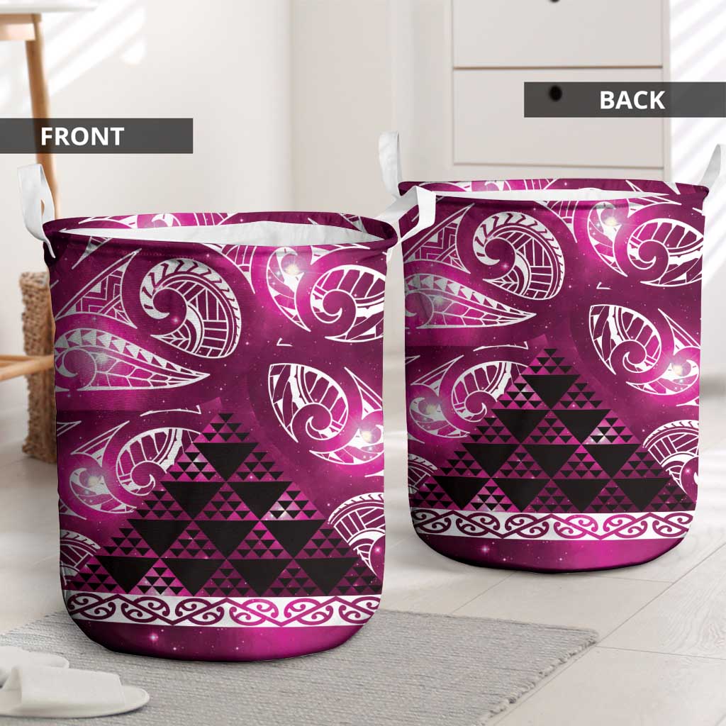 Matariki New Zealand Laundry Basket NZ Niho Taniwha Maori New Year Pink Galaxy LT14 - Polynesian Pride
