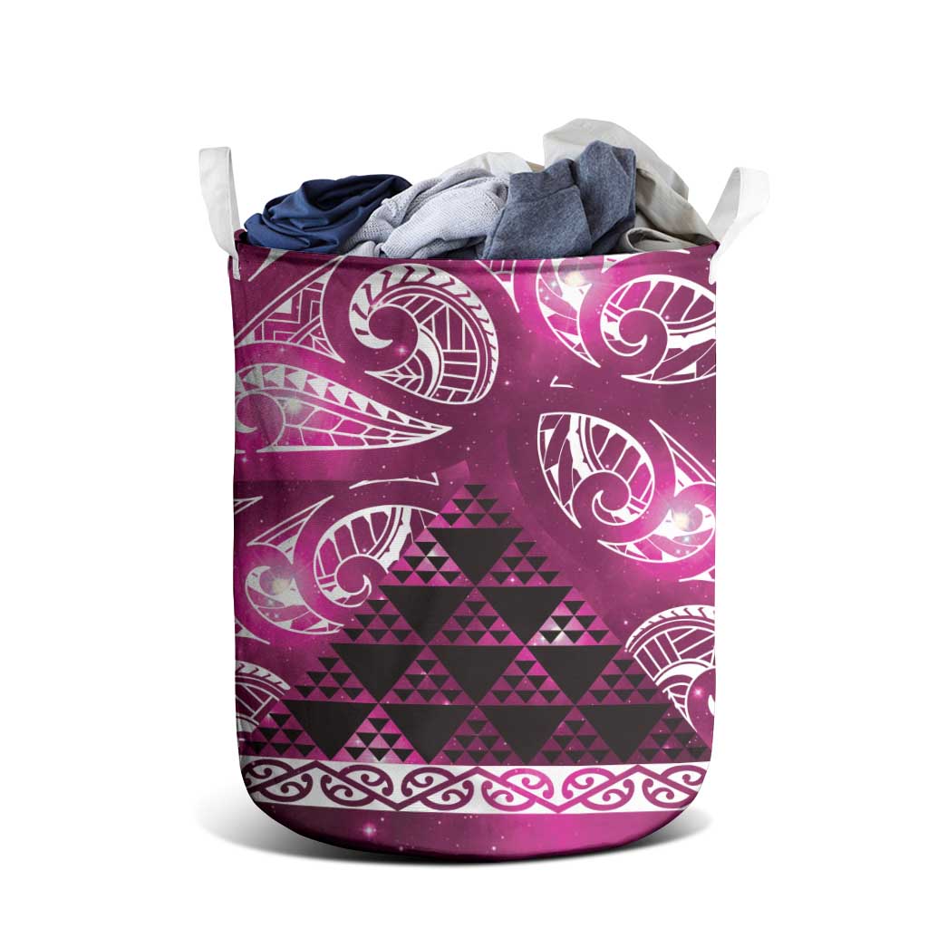 Matariki New Zealand Laundry Basket NZ Niho Taniwha Maori New Year Pink Galaxy LT14 - Polynesian Pride
