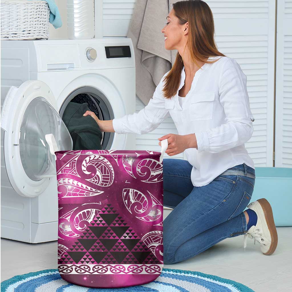 Matariki New Zealand Laundry Basket NZ Niho Taniwha Maori New Year Pink Galaxy LT14 - Polynesian Pride