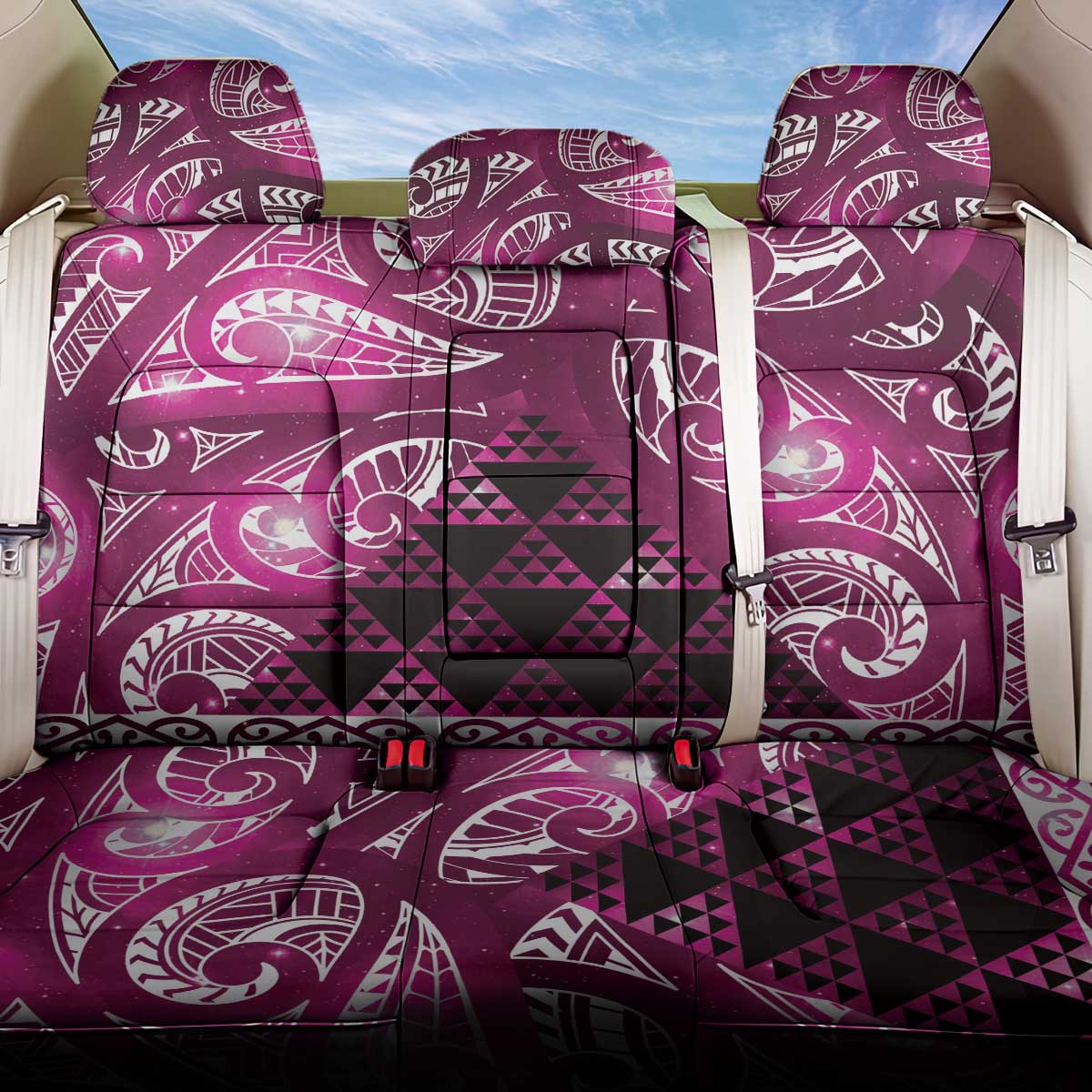 Matariki New Zealand Back Car Seat Cover NZ Niho Taniwha Maori New Year Pink Galaxy