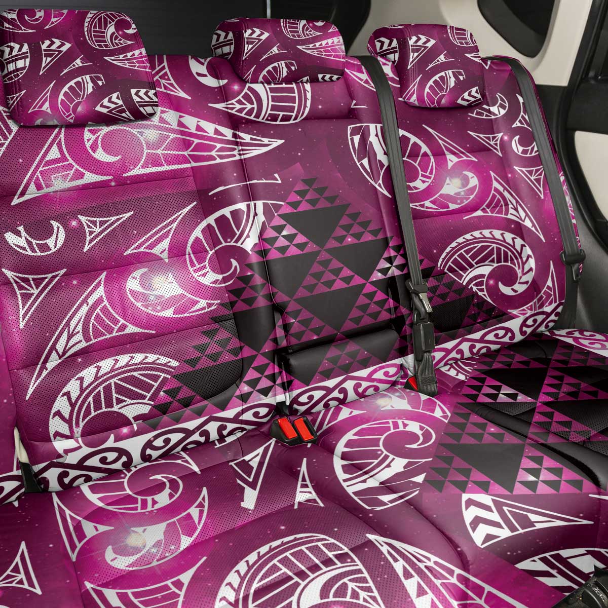 Matariki New Zealand Back Car Seat Cover NZ Niho Taniwha Maori New Year Pink Galaxy