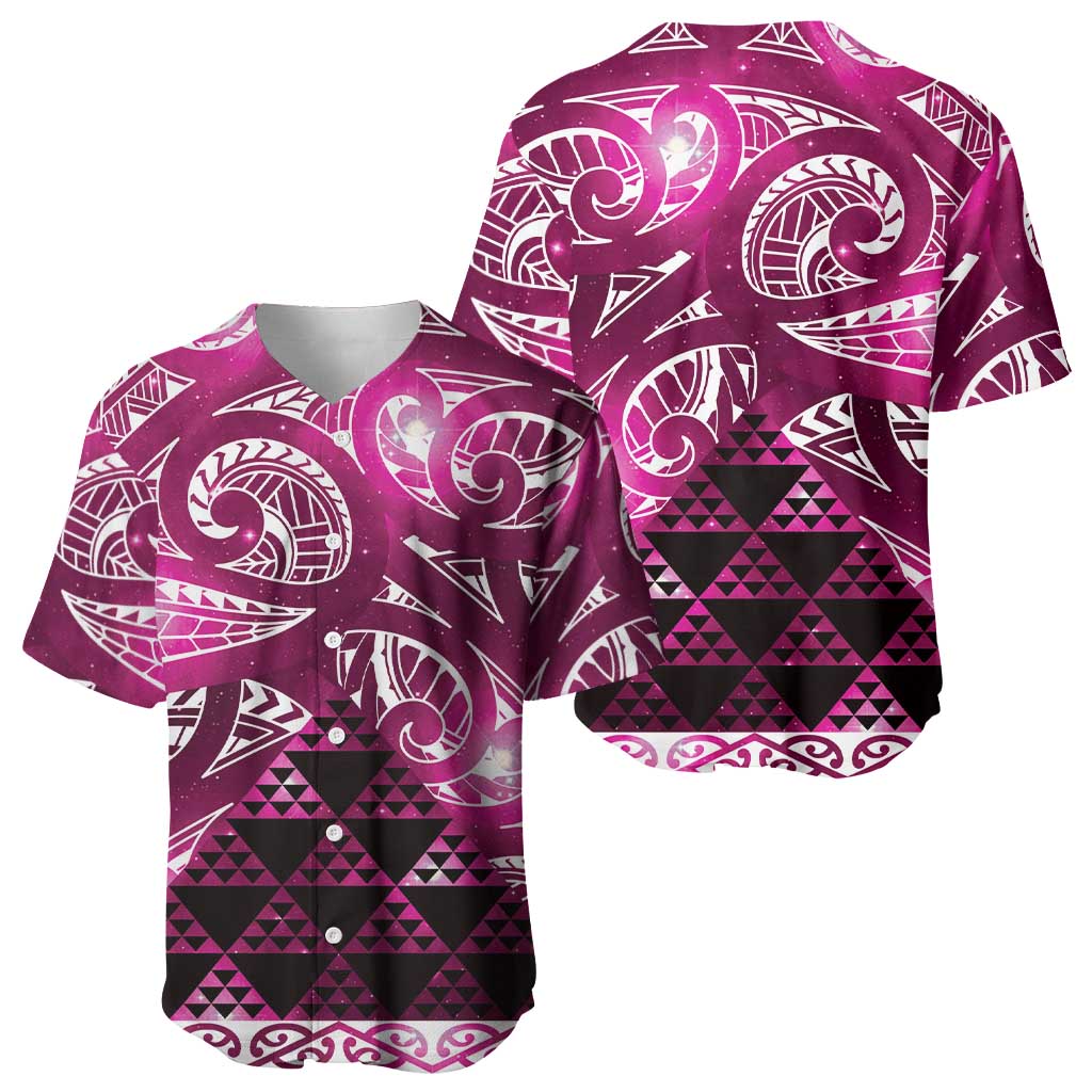 Matariki New Zealand Baseball Jersey NZ Niho Taniwha Maori New Year Pink Galaxy LT14 - Polynesian Pride