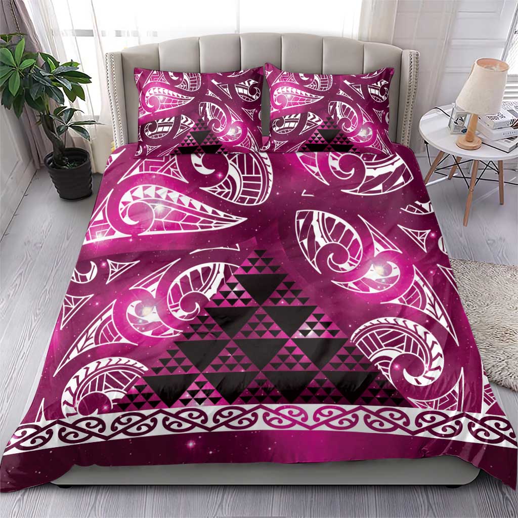 Matariki New Zealand Bedding Set NZ Niho Taniwha Maori New Year Pink Galaxy LT14 - Polynesian Pride