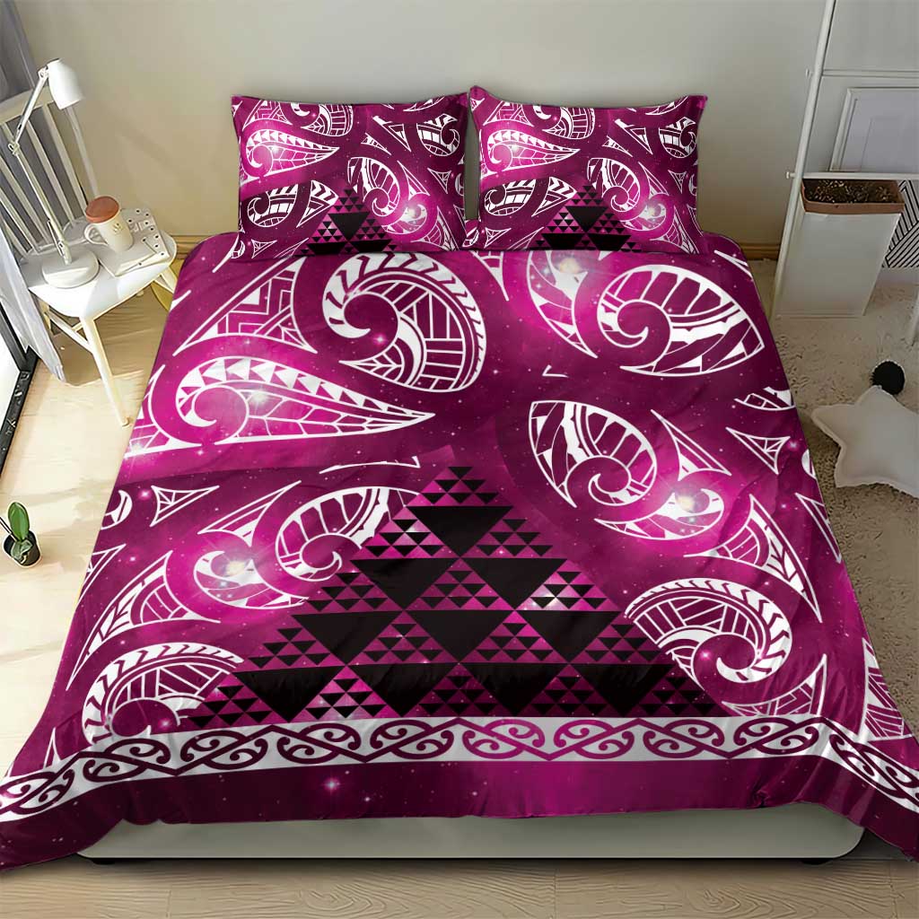Matariki New Zealand Bedding Set NZ Niho Taniwha Maori New Year Pink Galaxy LT14 - Polynesian Pride