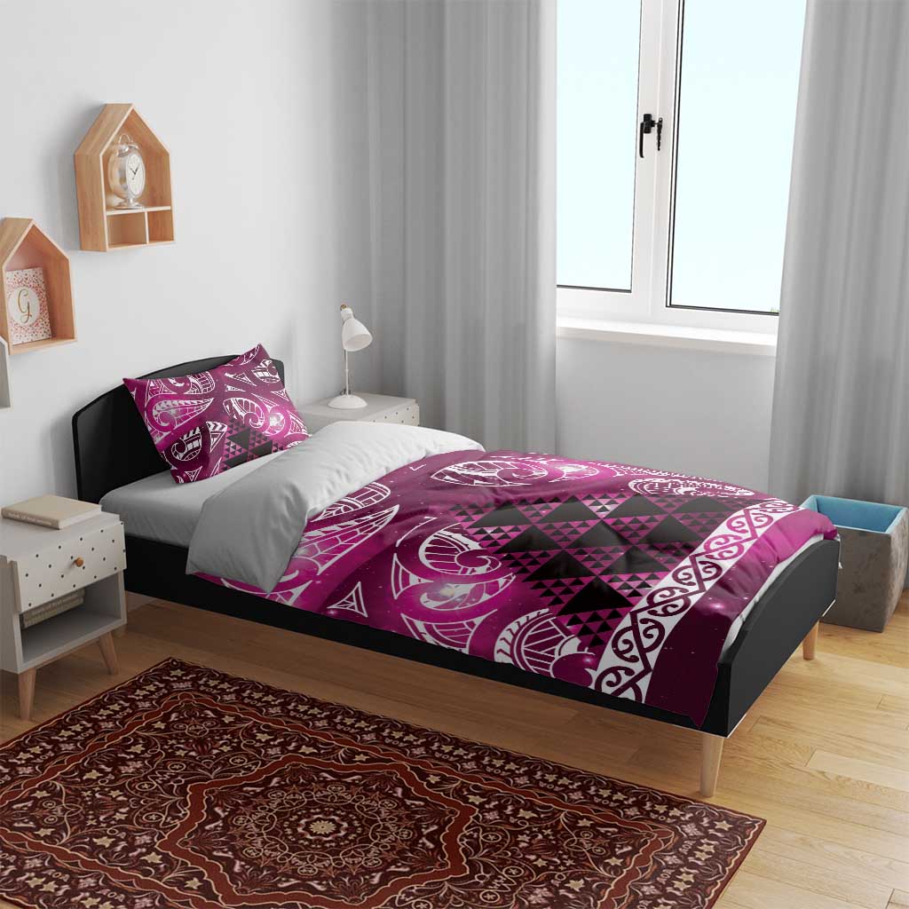 Matariki New Zealand Bedding Set NZ Niho Taniwha Maori New Year Pink Galaxy LT14 - Polynesian Pride