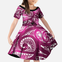 Matariki New Zealand Family Matching Summer Maxi Dress and Hawaiian Shirt NZ Niho Taniwha Maori New Year Pink Galaxy