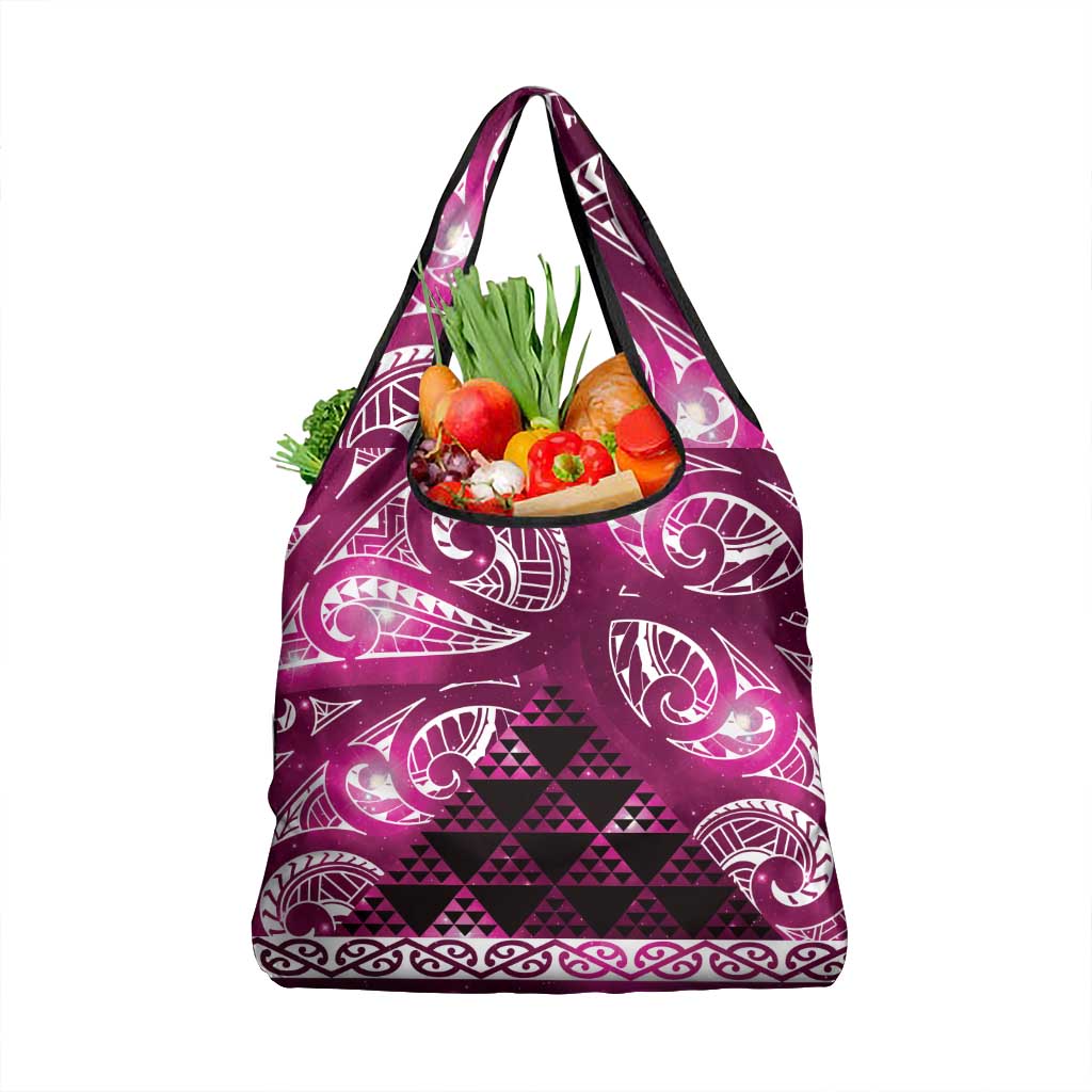 Matariki New Zealand Grocery Bag NZ Niho Taniwha Maori New Year Pink Galaxy
