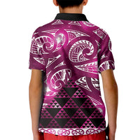 Matariki New Zealand Kid Polo Shirt NZ Niho Taniwha Maori New Year Pink Galaxy