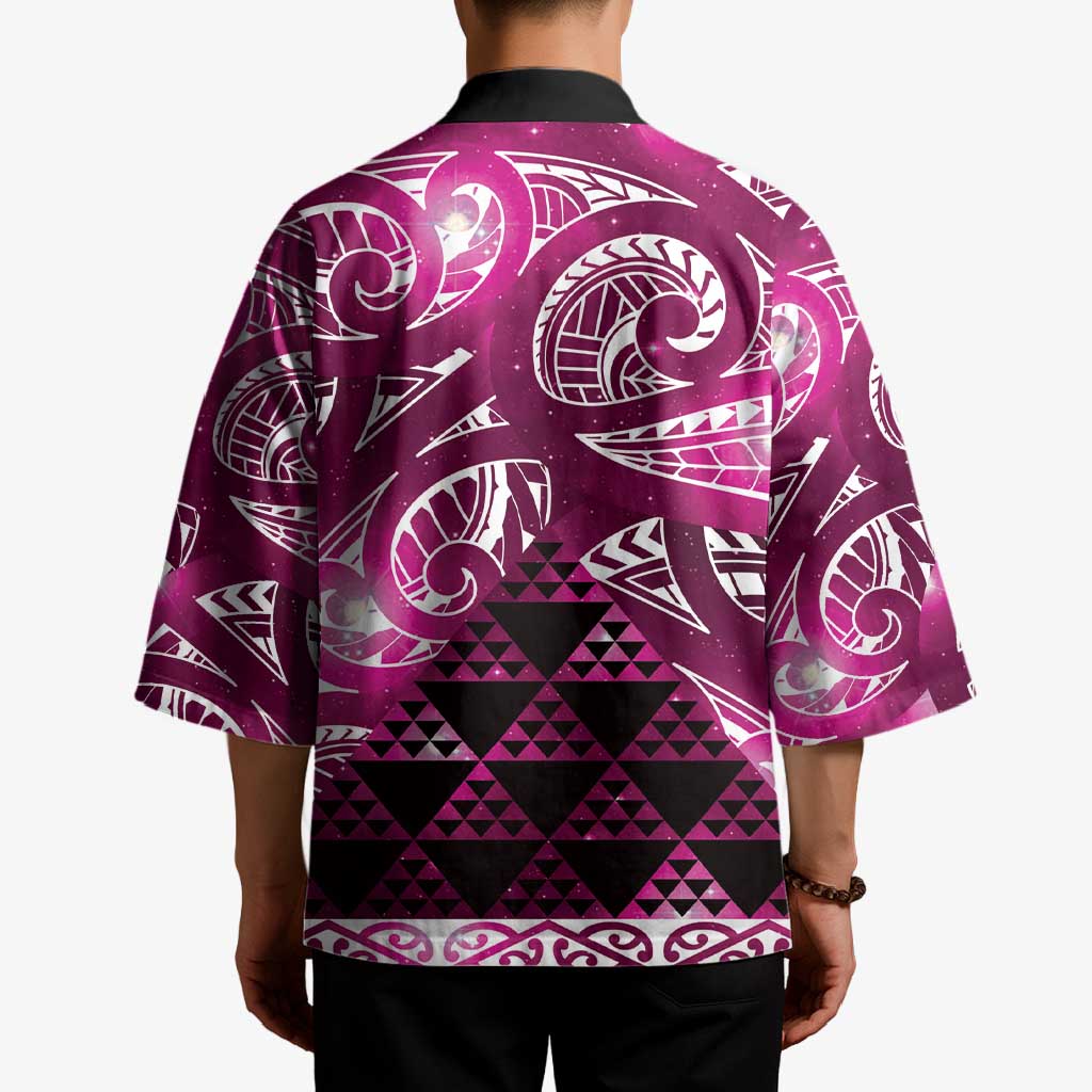 Matariki New Zealand Kimono NZ Niho Taniwha Maori New Year Pink Galaxy LT14 - Polynesian Pride