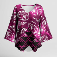 Matariki New Zealand Kimono Sleeve Blouse NZ Niho Taniwha Maori New Year Pink Galaxy