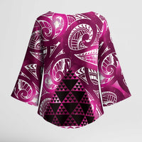 Matariki New Zealand Kimono Sleeve Blouse NZ Niho Taniwha Maori New Year Pink Galaxy