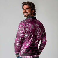 Matariki New Zealand Long Sleeve Polo Shirt NZ Niho Taniwha Maori New Year Pink Galaxy