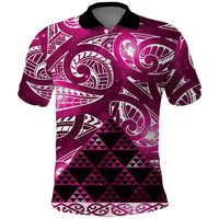 Matariki New Zealand Polo Shirt NZ Niho Taniwha Maori New Year Pink Galaxy