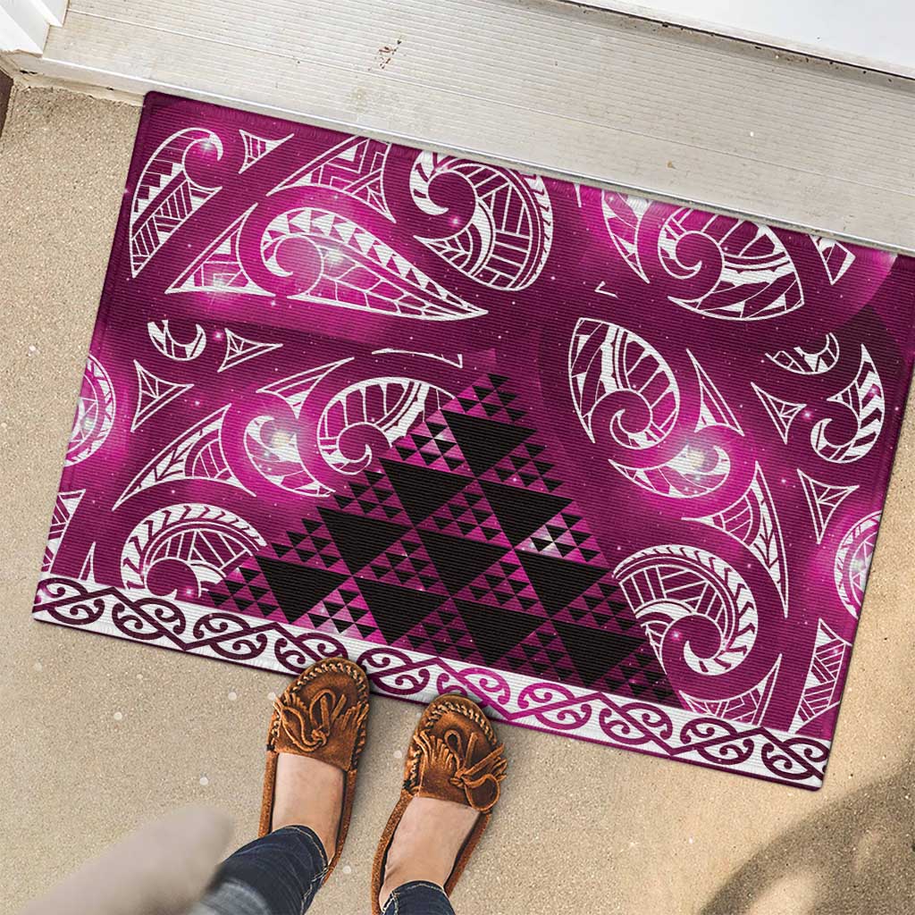 Matariki New Zealand Rubber Doormat NZ Niho Taniwha Maori New Year Pink Galaxy LT14 - Polynesian Pride