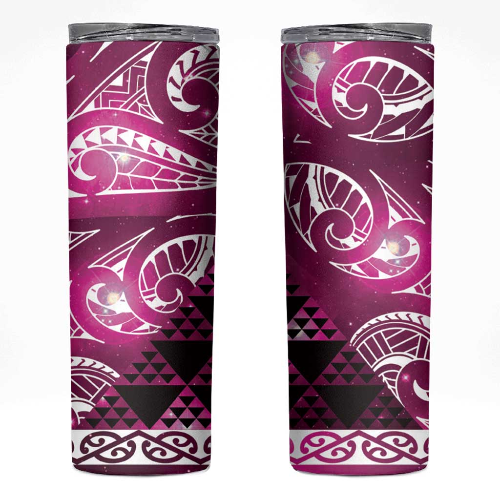 Matariki New Zealand Skinny Tumbler NZ Niho Taniwha Maori New Year Pink Galaxy LT14 Pink - Polynesian Pride