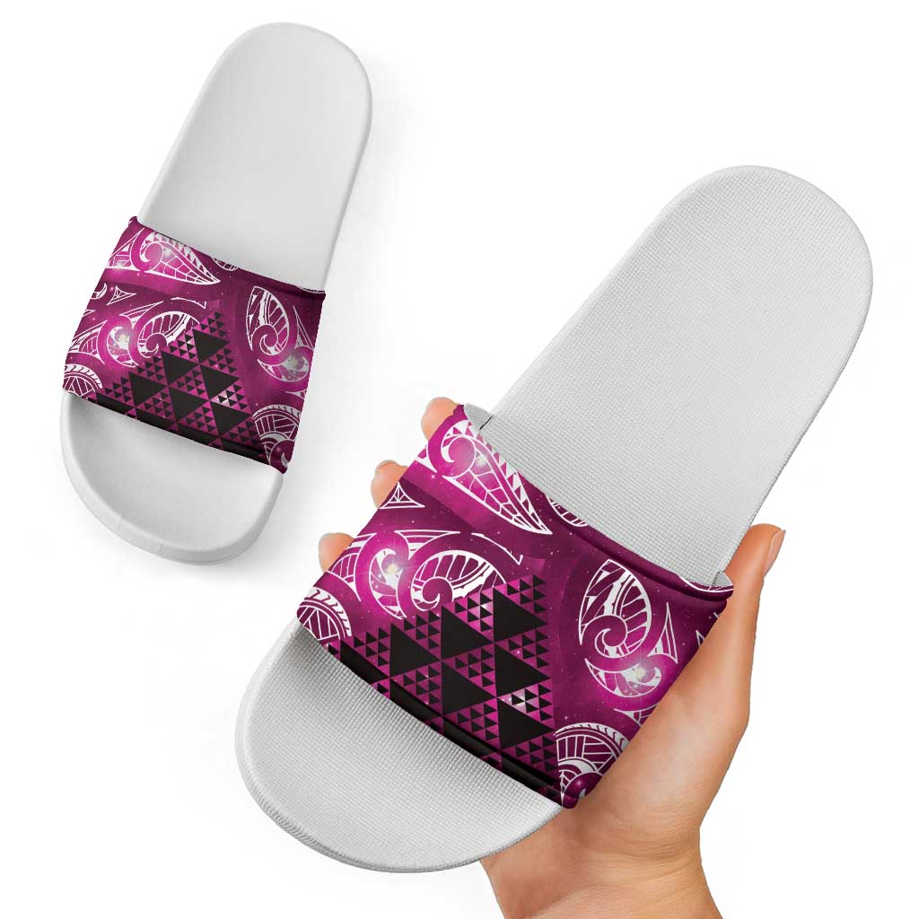 Matariki New Zealand Slide Sandals NZ Niho Taniwha Maori New Year Pink Galaxy LT14 - Polynesian Pride