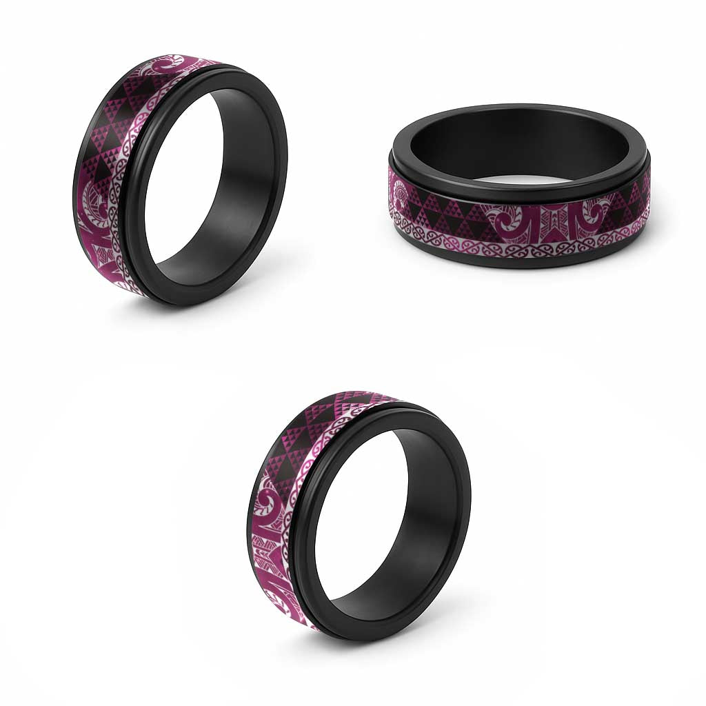 Matariki New Zealand Spinner Ring NZ Niho Taniwha Maori New Year Pink Galaxy LT14 - Polynesian Pride