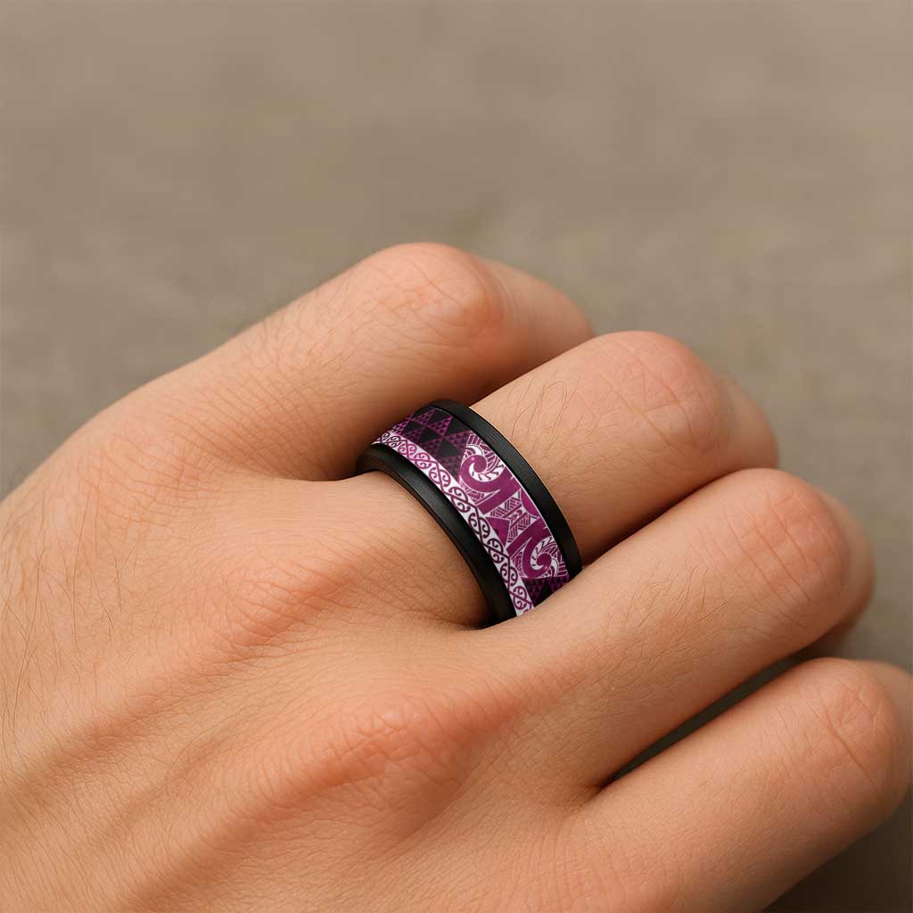 Matariki New Zealand Spinner Ring NZ Niho Taniwha Maori New Year Pink Galaxy LT14 - Polynesian Pride