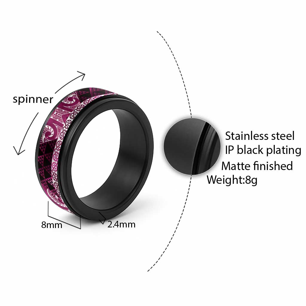 Matariki New Zealand Spinner Ring NZ Niho Taniwha Maori New Year Pink Galaxy LT14 - Polynesian Pride