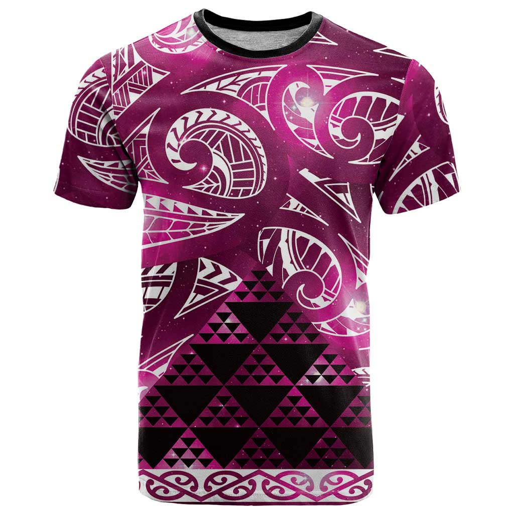Matariki New Zealand T Shirt NZ Niho Taniwha Maori New Year Pink Galaxy