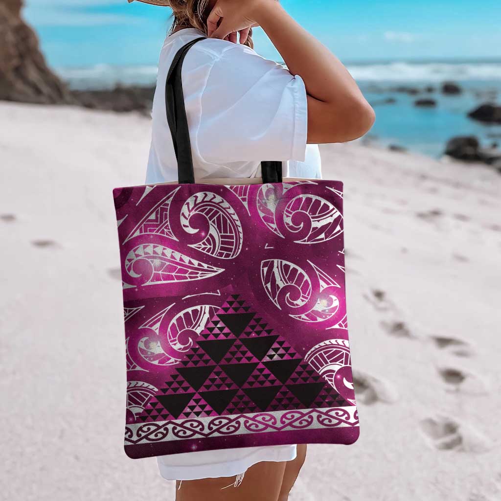 Matariki New Zealand Tote Bag NZ Niho Taniwha Maori New Year Pink Galaxy LT14 - Polynesian Pride