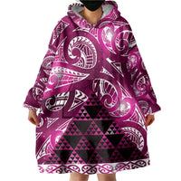 Matariki New Zealand Wearable Blanket Hoodie NZ Niho Taniwha Maori New Year Pink Galaxy