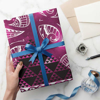 Matariki New Zealand Wrapping Paper NZ Niho Taniwha Maori New Year Pink Galaxy LT14 - Polynesian Pride