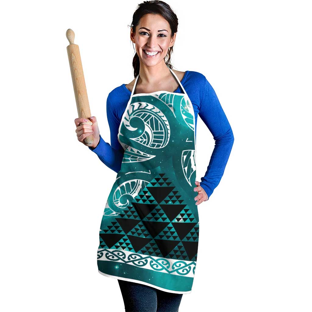 Matariki New Zealand Apron NZ Niho Taniwha Maori New Year Cyan Galaxy LT14 - Polynesian Pride