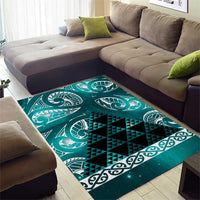 Matariki New Zealand Area Rug NZ Niho Taniwha Maori New Year Cyan Galaxy LT14 - Polynesian Pride